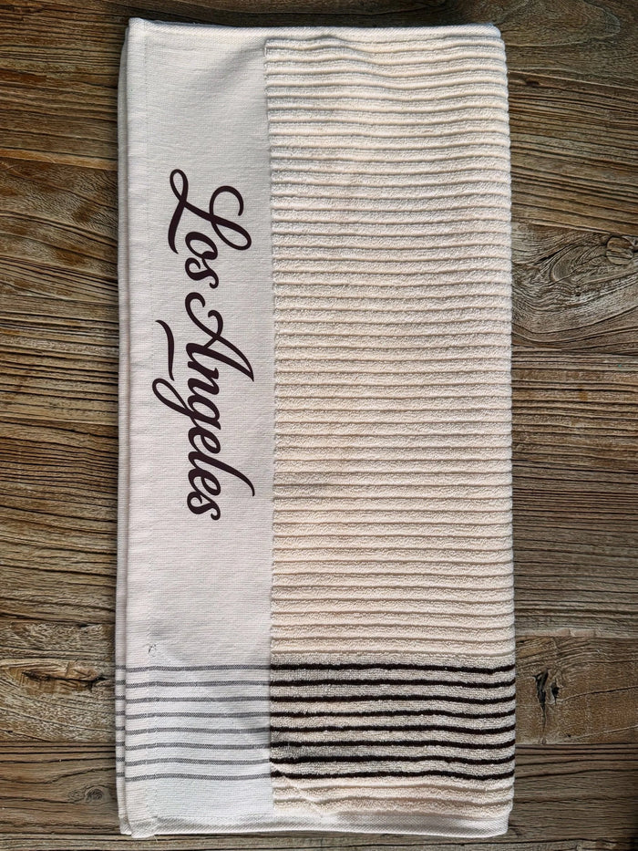 Club Crest Caddy Towel — Cream/Chocolate Striped