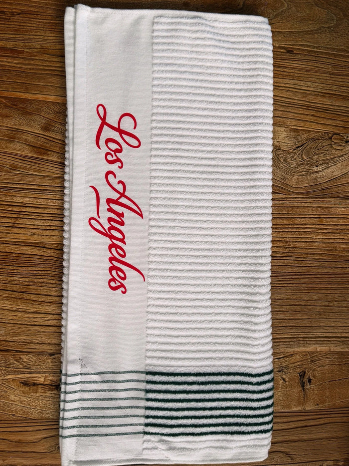 Club Crest Caddy Towel — White/Green Striped