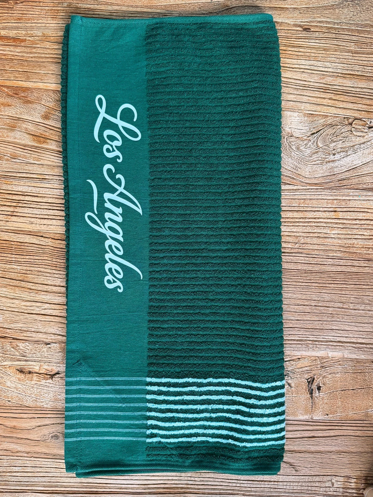 Club Crest Caddy Towel — Green/White Striped