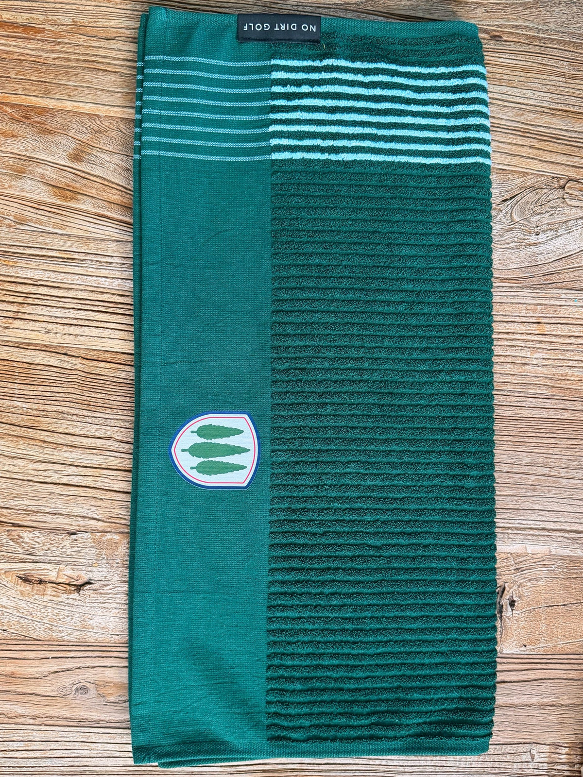 Club Crest Caddy Towel — Green/White Striped