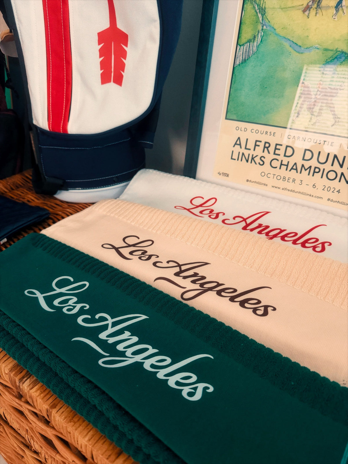 Club Crest Caddy Towel — Cream/Chocolate Striped