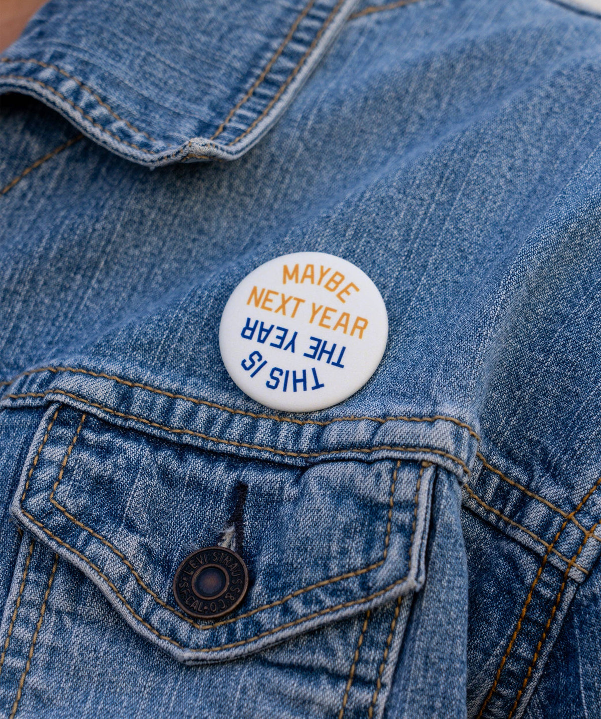 This Is The Year / Maybe Next Year Pin: Red & Blue