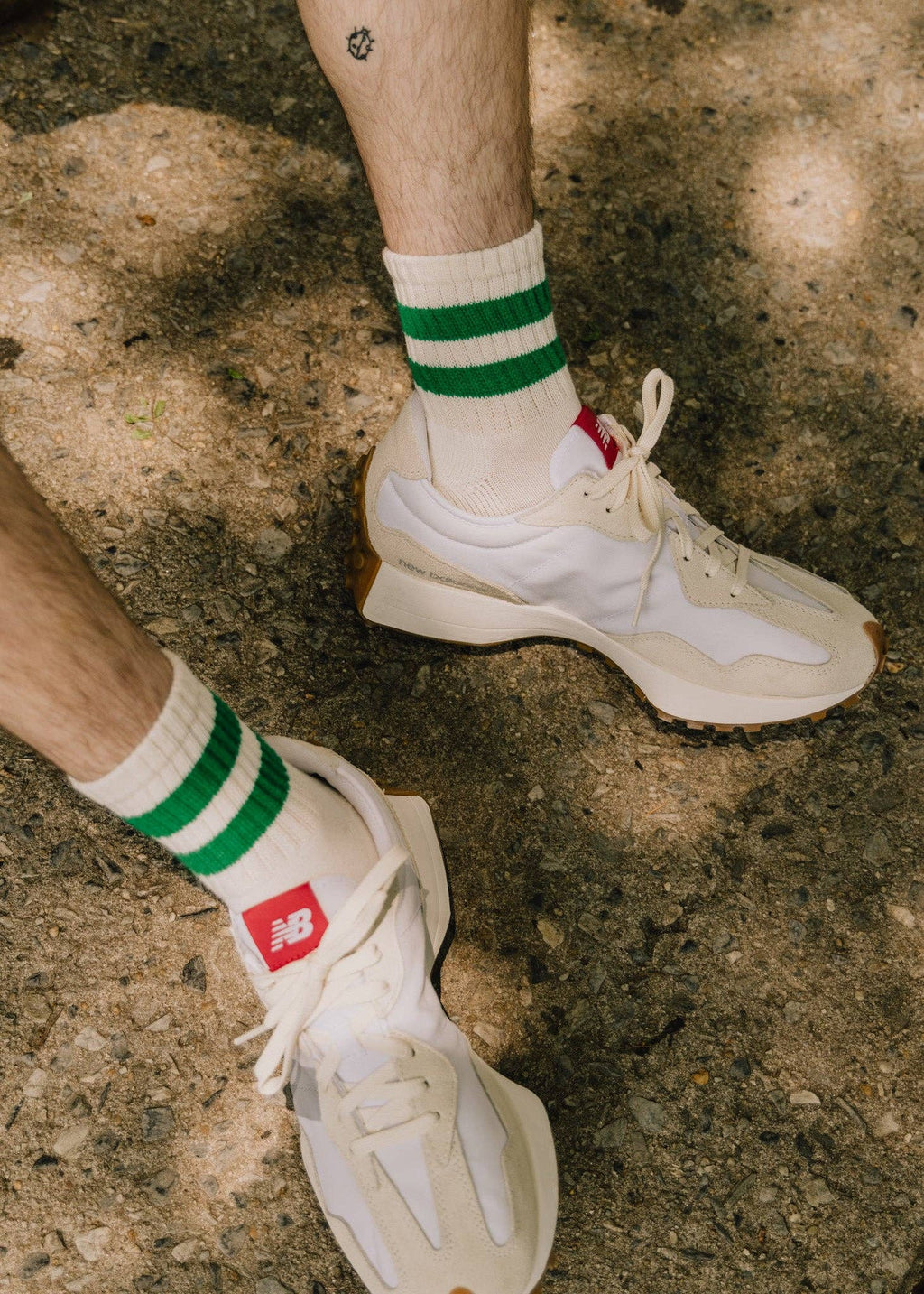 The Mono Stripe Quarter Crew: Grey Heather / One Size