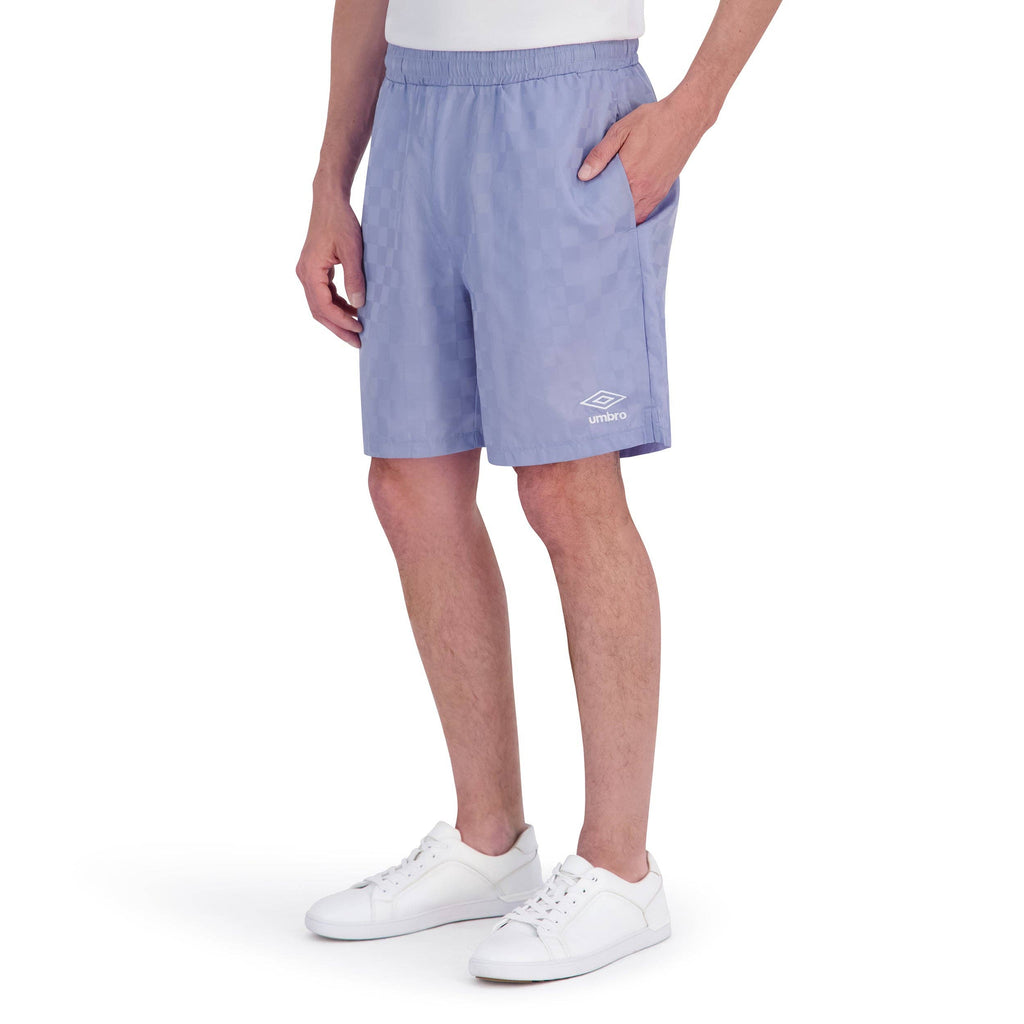 Umbro Men's Checkered Nylon 7" Short: Light Blue / M