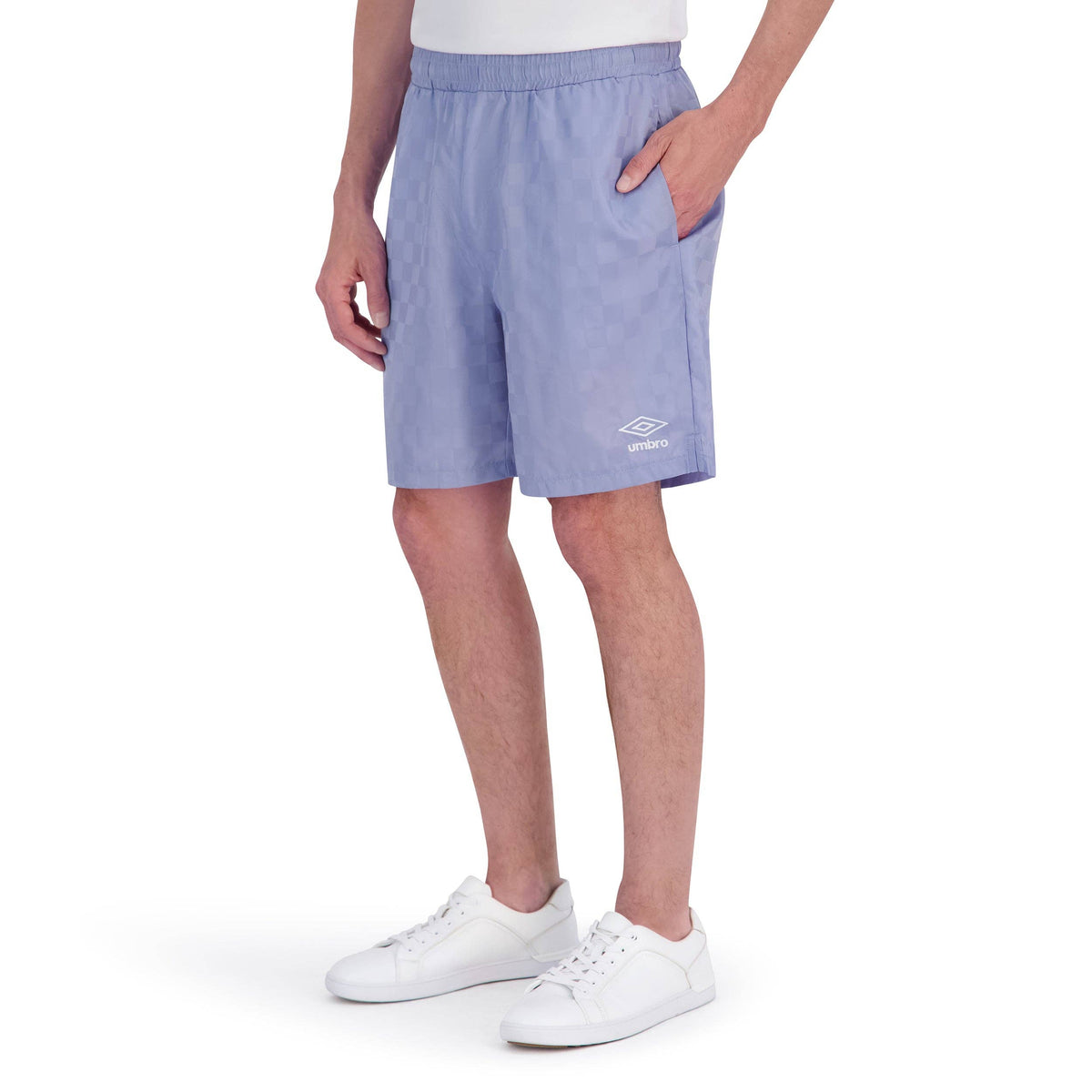 Umbro Men's Checkered Nylon 7" Short: Light Blue / M