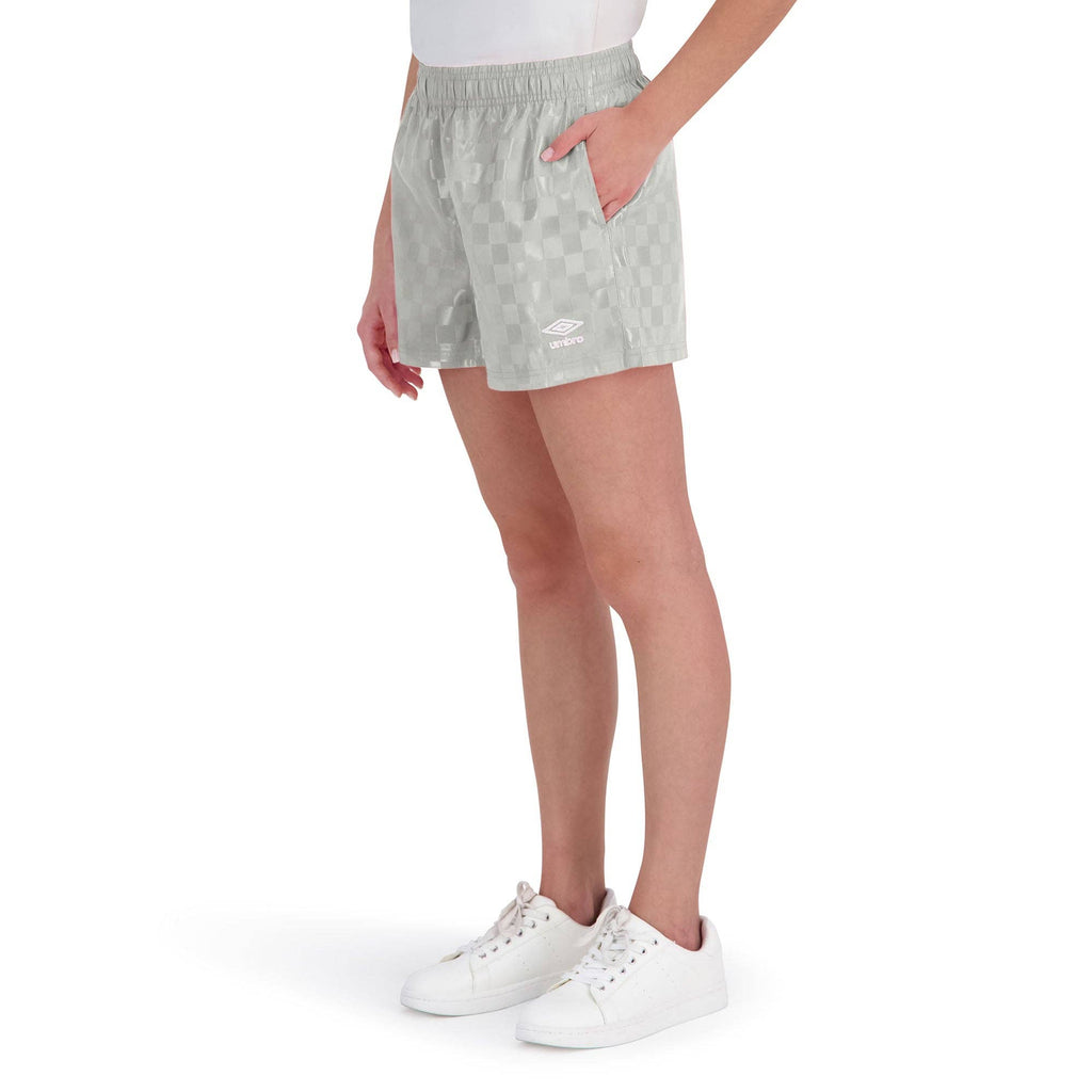 Umbro Junior's Checkered Athletic 3" Short: Light Gray / S