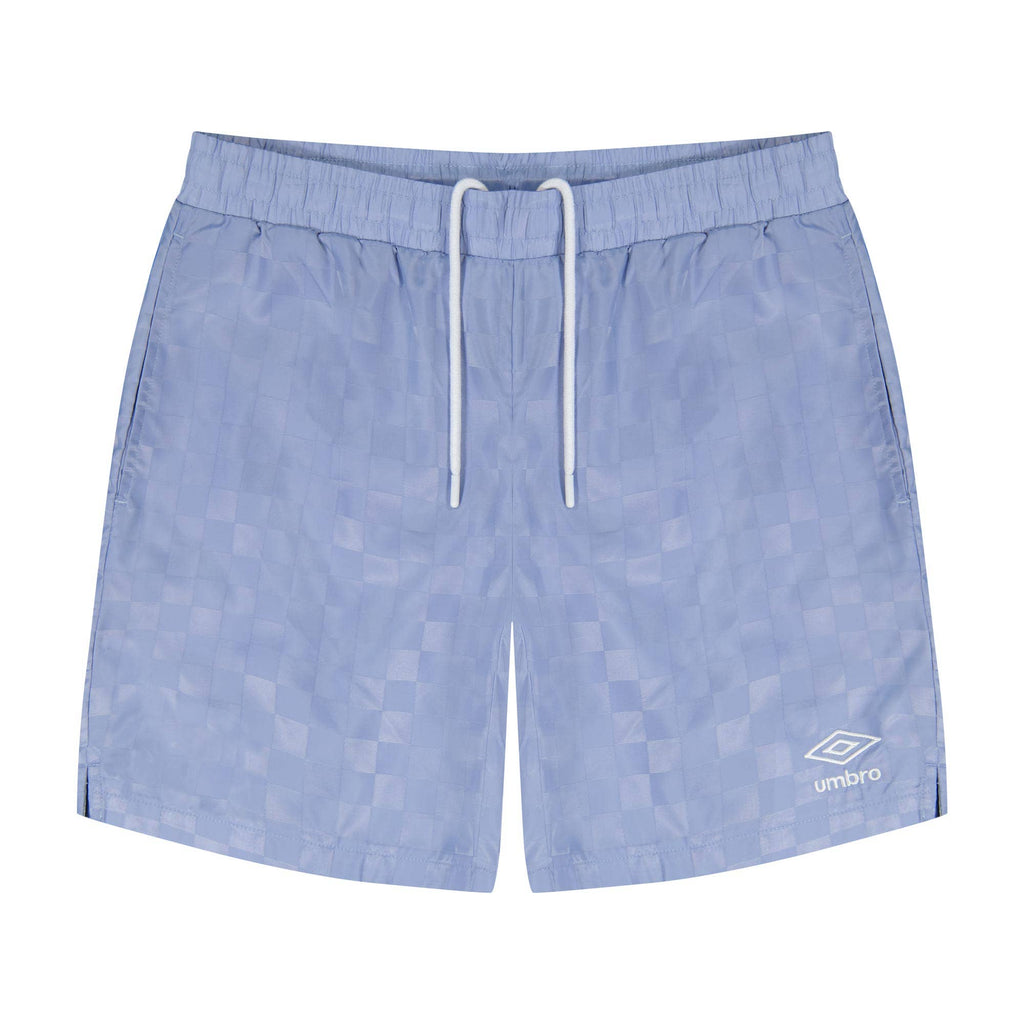 Umbro Men's Checkered Nylon 7" Short: Light Blue / S