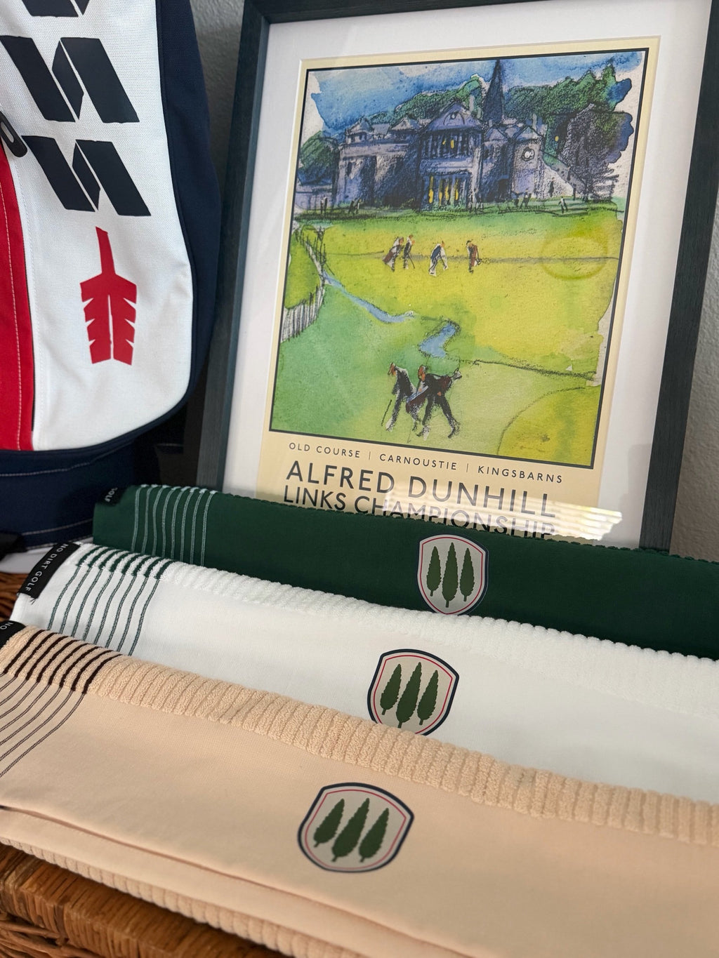 Club Crest Caddy Towel — Green/White Striped