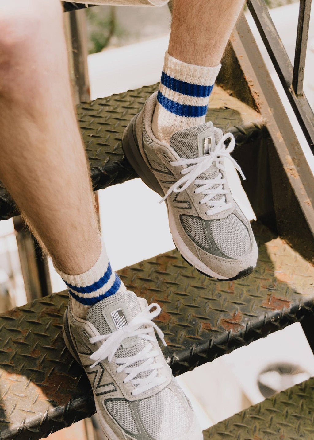 The Mono Stripe Quarter Crew: Grey Heather / One Size