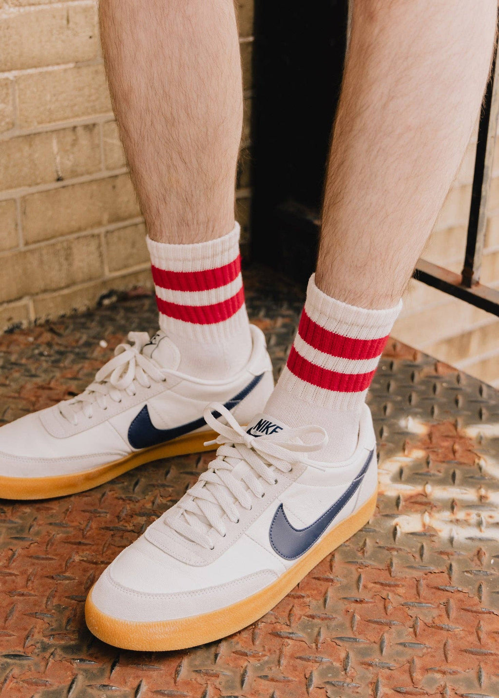 The Mono Stripe Quarter Crew: Chive / One Size