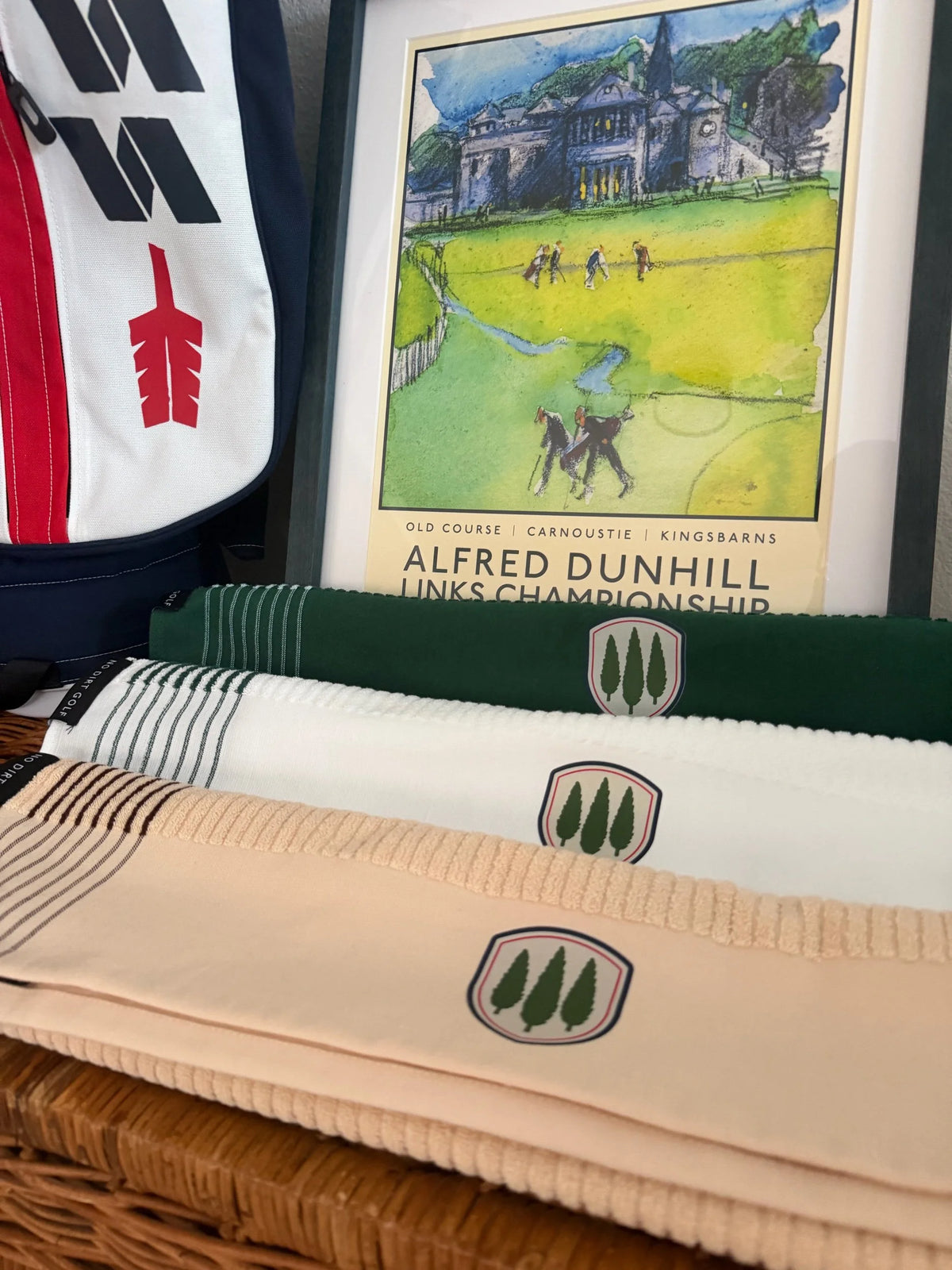Club Crest Caddy Towel — Cream/Chocolate Striped