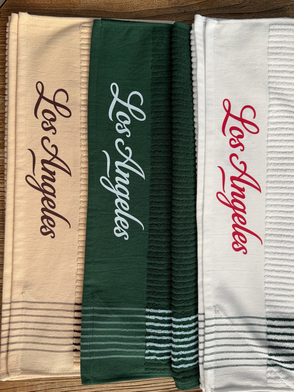 Club Crest Caddy Towel — White/Green Striped