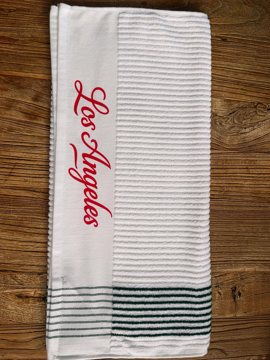 Club Crest Caddy Towel — White/Green Striped