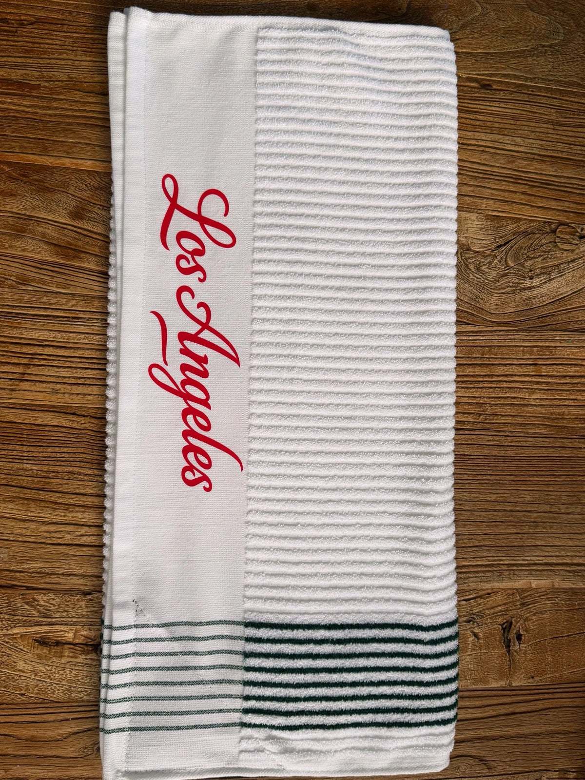 Club Crest Caddy Towel — White/Green Striped