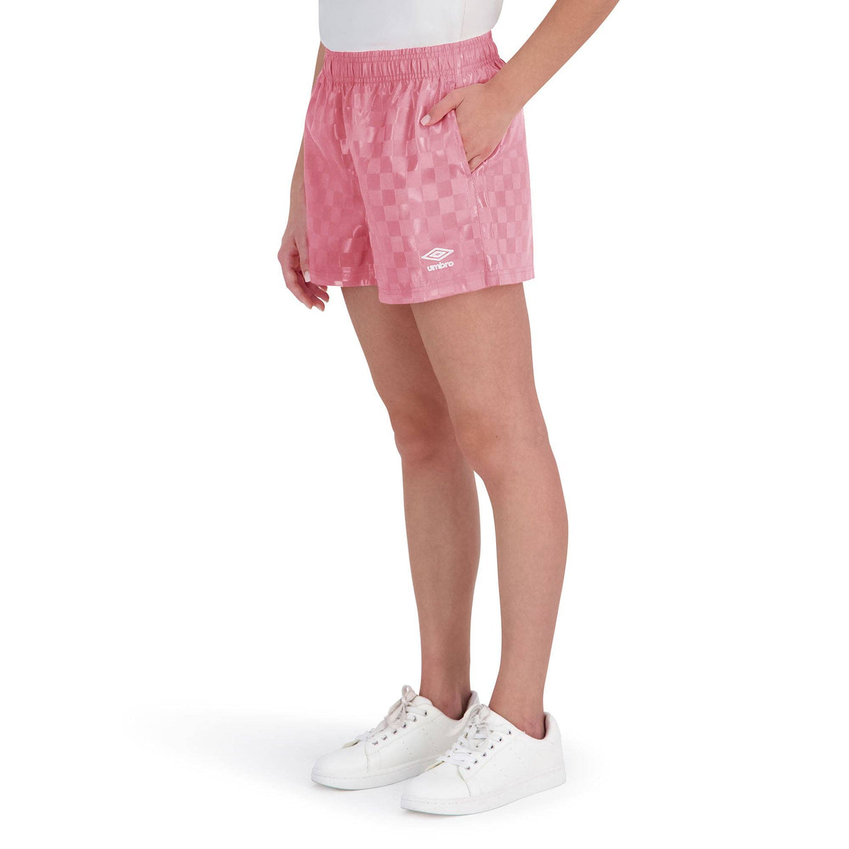 Umbro Junior's Checkered Athletic 3" Short: Pink / M