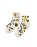 Parks Project Forest Forager Quarter Sock 2 Pack, Cream and Green