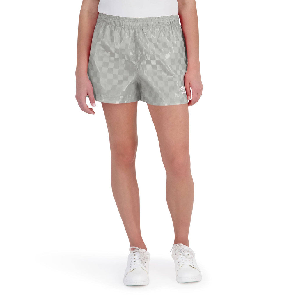 Umbro Junior's Checkered Athletic 3" Short: Light Gray / S