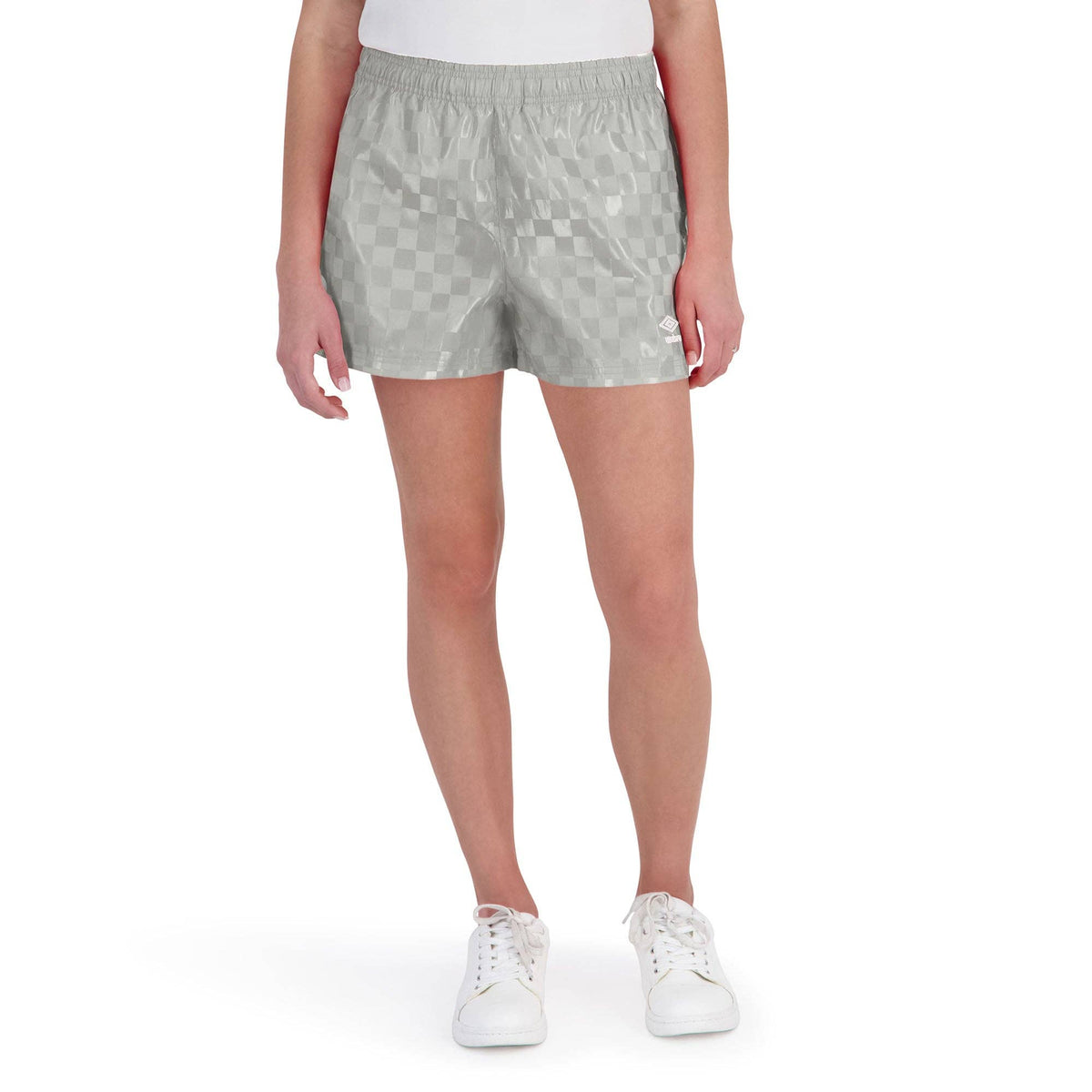 Umbro Junior's Checkered Athletic 3" Short: Light Gray / S