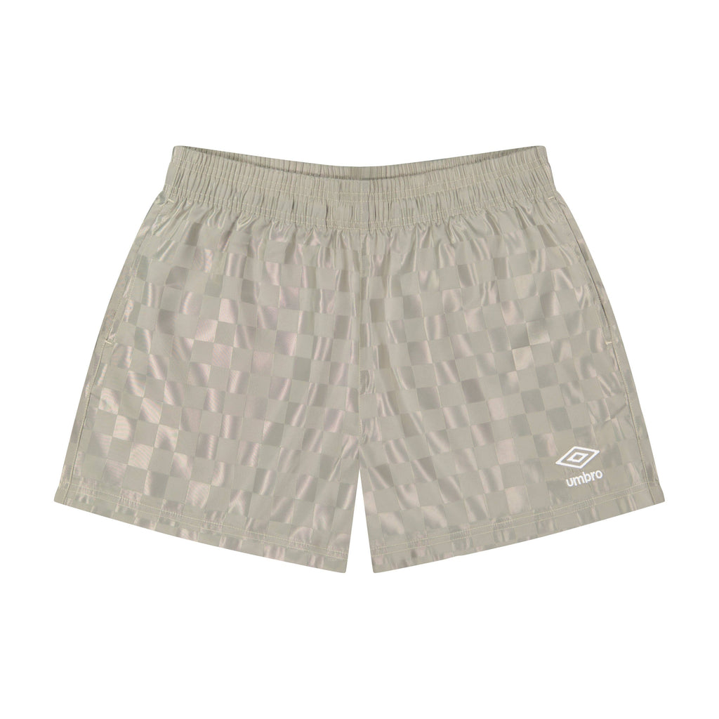 Umbro Junior's Checkered Athletic 3" Short: Light Gray / M