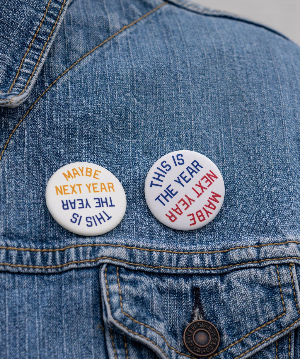 This Is The Year / Maybe Next Year Pin: Red & Blue