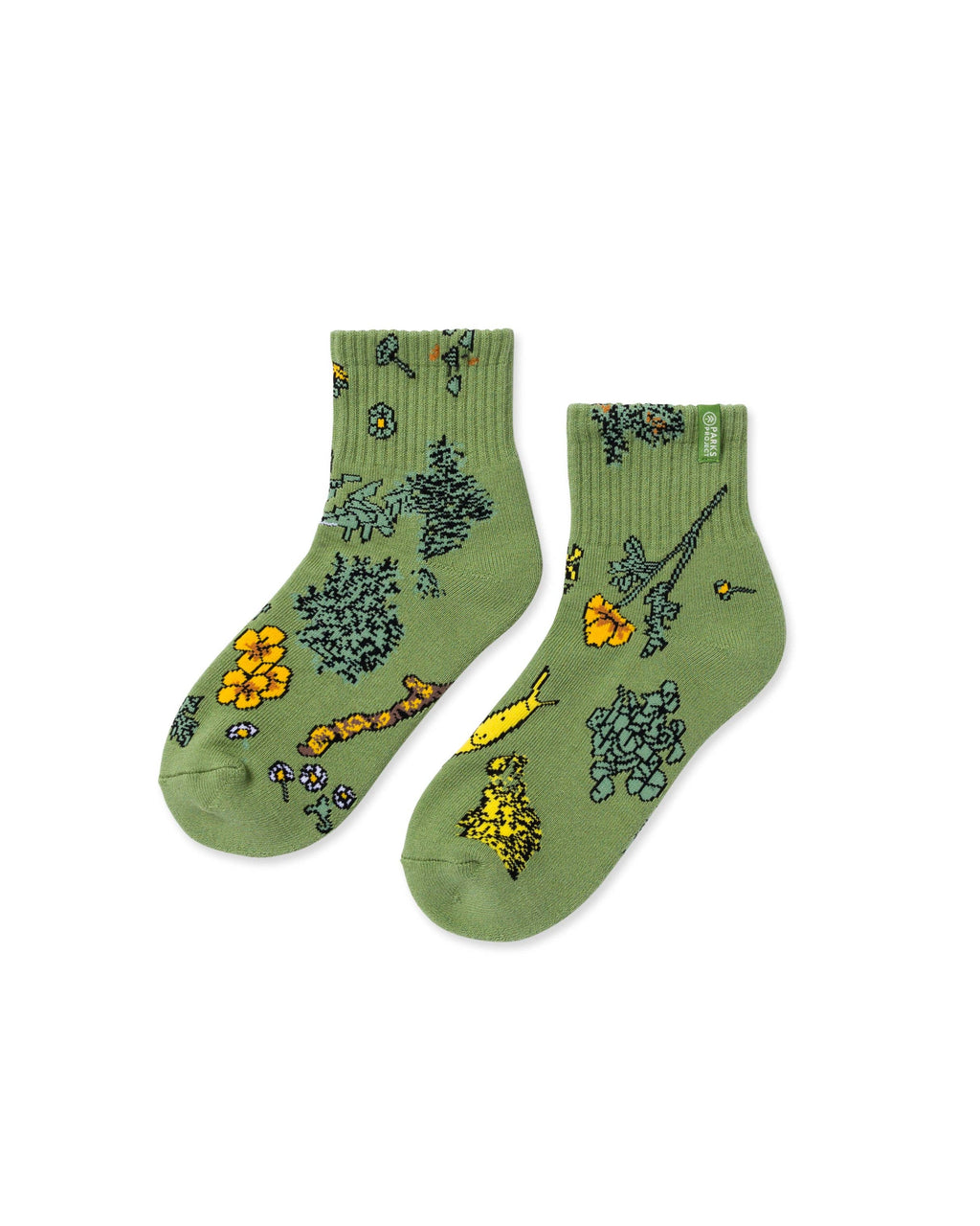 Parks Project Forest Forager Quarter Sock 2 Pack, Cream and Green