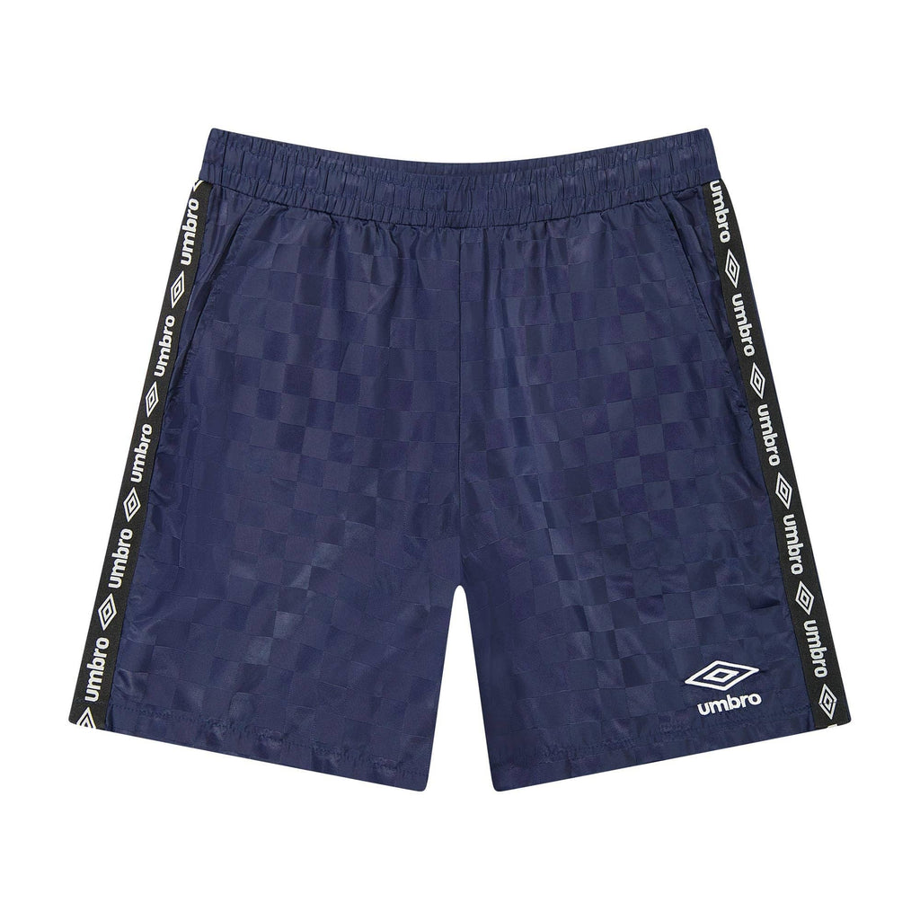 Umbro Men's Checkered Nylon 7" Logo Short: Navy Blue / S